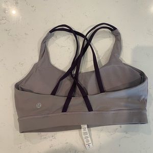 LULULEMON ENERGY BRA SIZE 8- PURPLE WITH DARK PURPLE STRAPS